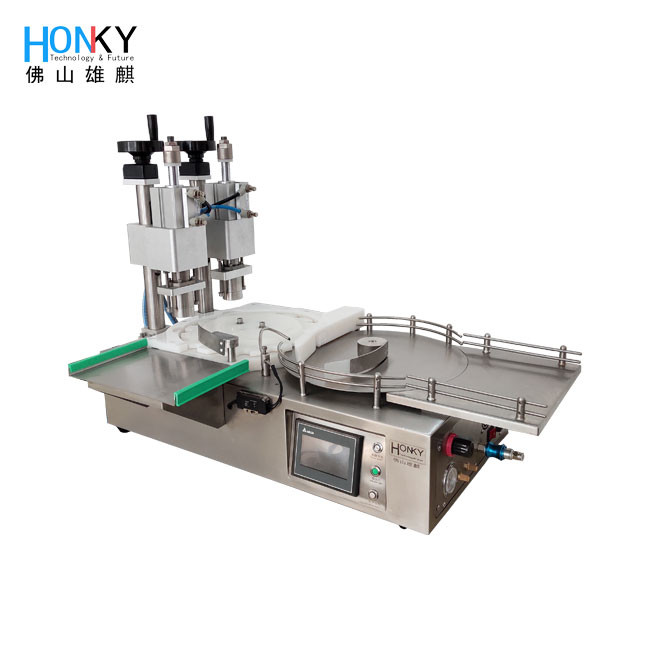 China Desktop Dual Head 10ml Glass Vial Capping Machine With Air Crimp Function factory