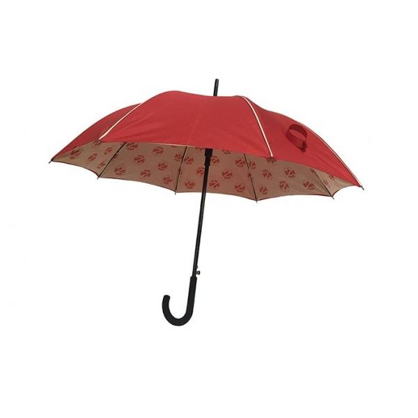 Quality Red Pongee Wind Resistant Golf Umbrella With Inside Full Panel Printing for sale
