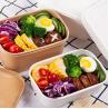 China 20oz Hot Selling Biodegradable Square Rectangle Box Kraft Paper Fast Food Salad Square Bowl factory