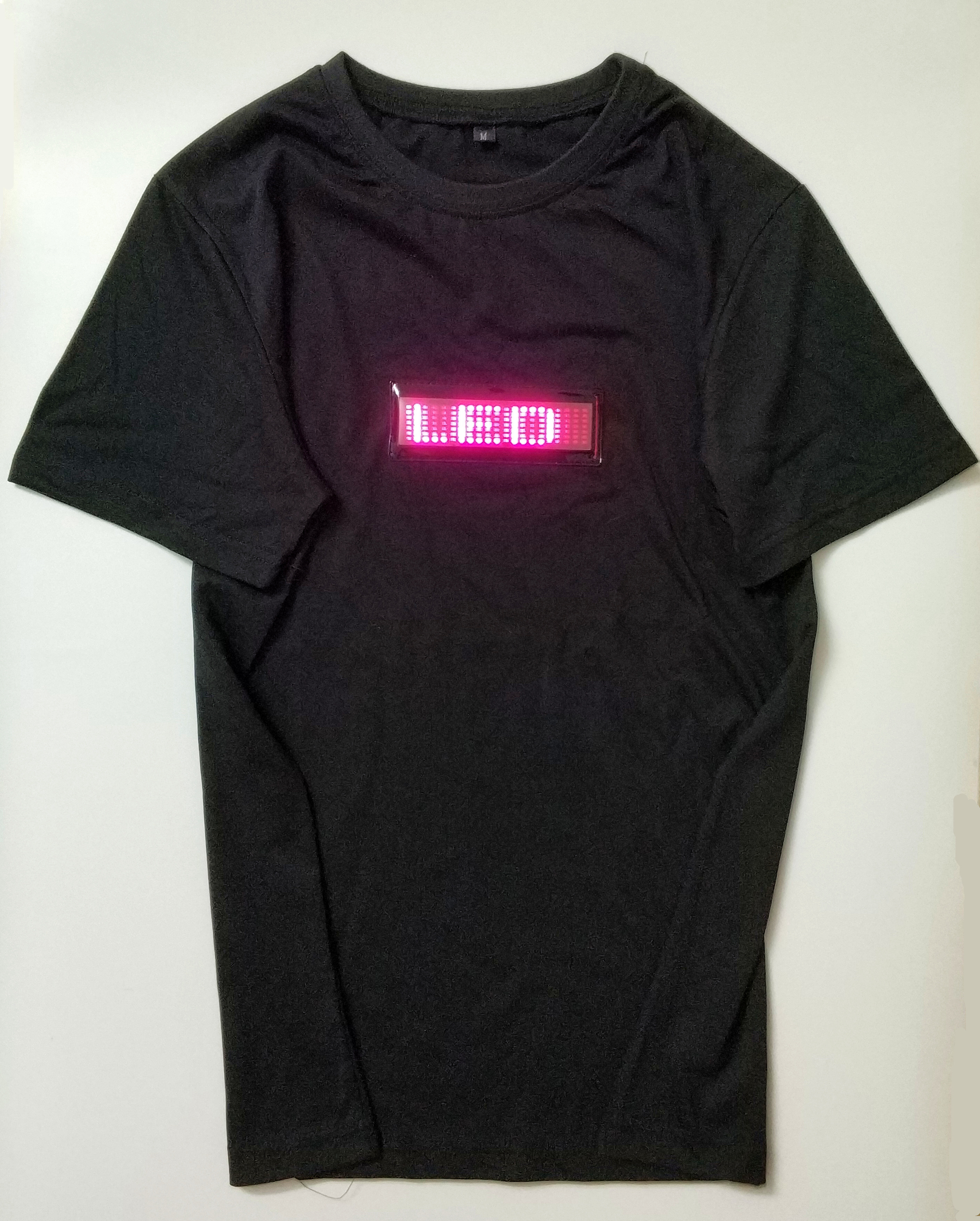 China small wholesale  LED display LED T-shirt  Programmable rolling message flashing LED T-shirt stores up to 6messages factory