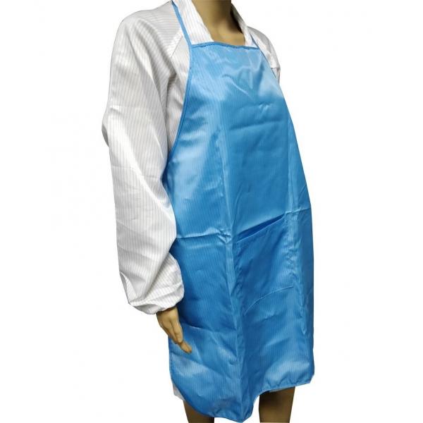 Quality White Blue ESD Apron Antistatic One Size Fits All One Pocket 98% Polyester 2% for sale