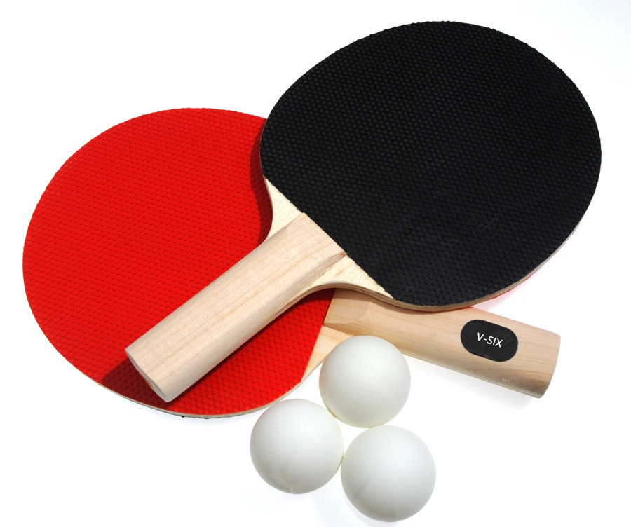 China Hardbat Table Tennis Set 2 Bats 3 One Star Balls Straight Handle Pimple Out Rubber factory