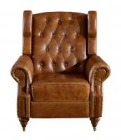China Vintage High Back Brown Leather Recliner Chair High Density Foam / Sponge factory
