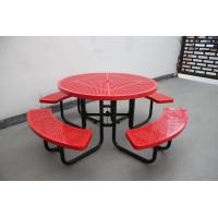China Commercial Garden Round Picnic Table Set Perforated Steel Material With Four Benches factory