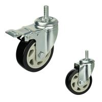 China 150mm Total Brake Threaded Stem Hollow Core Ball Bearing Medium Duty Casters factory