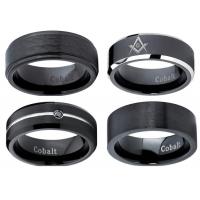 China Tagor Jewelry Made Customize Black Shiny Brushed Wedding Engagement Cobalt Chrome Rings for sale