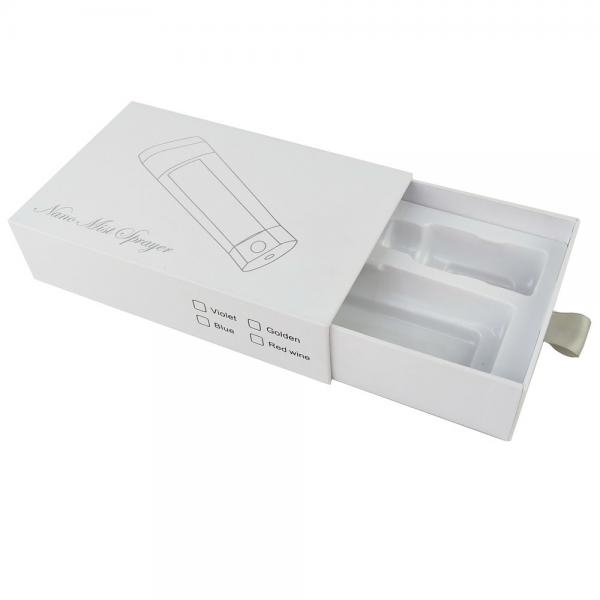 Quality White Sliding Premium Cosmetic Packaging Box Spray With Plastic Insert for sale