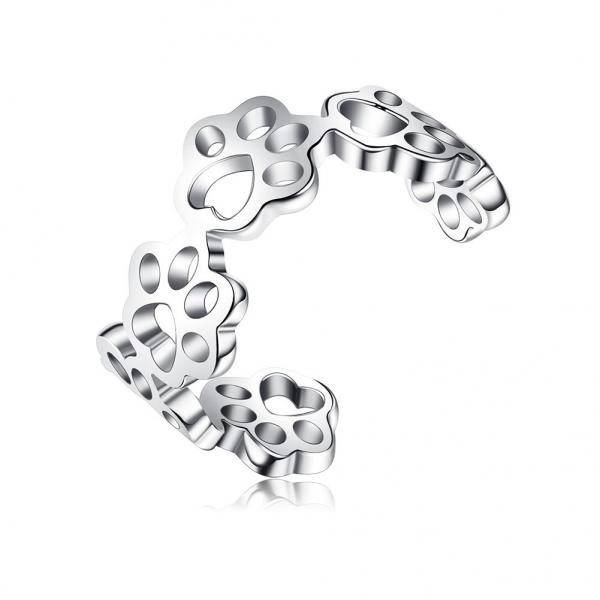 Quality Pet Paw S925 Sterling Silver Opening Ring Fashion Men And Women Rings for sale