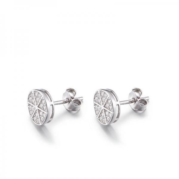 Quality 1.58g 925 Silver CZ Earrings Anti-Allergic Round Sparkle Stud Earrings for sale