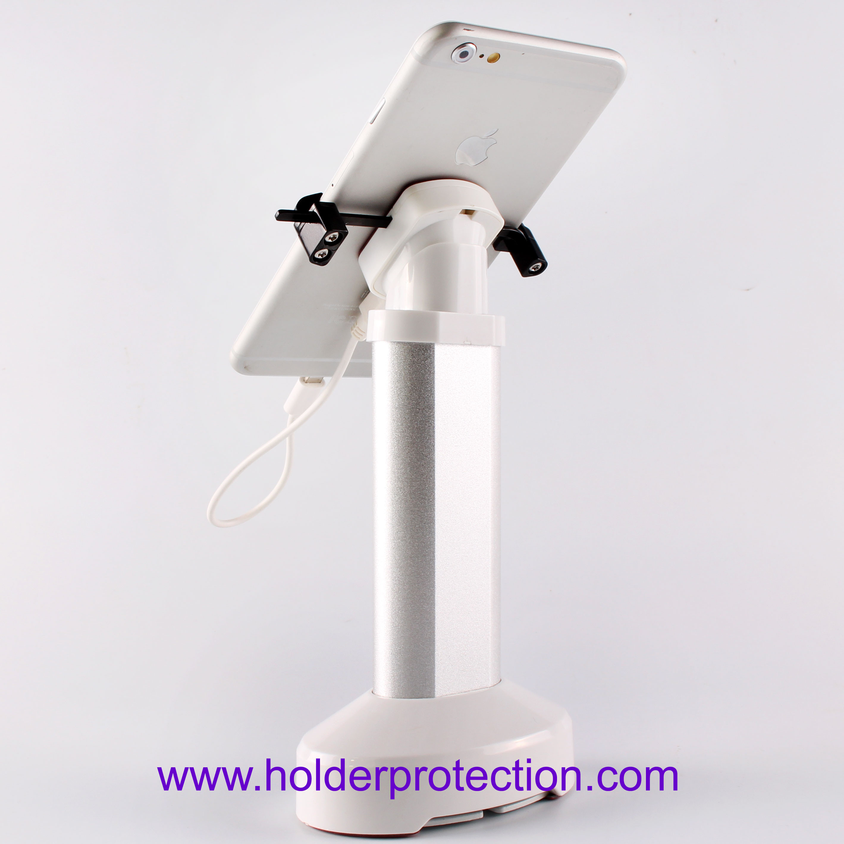 China COMER anti-lost cellphone table display charging holder with grip with cable concealed inside factory