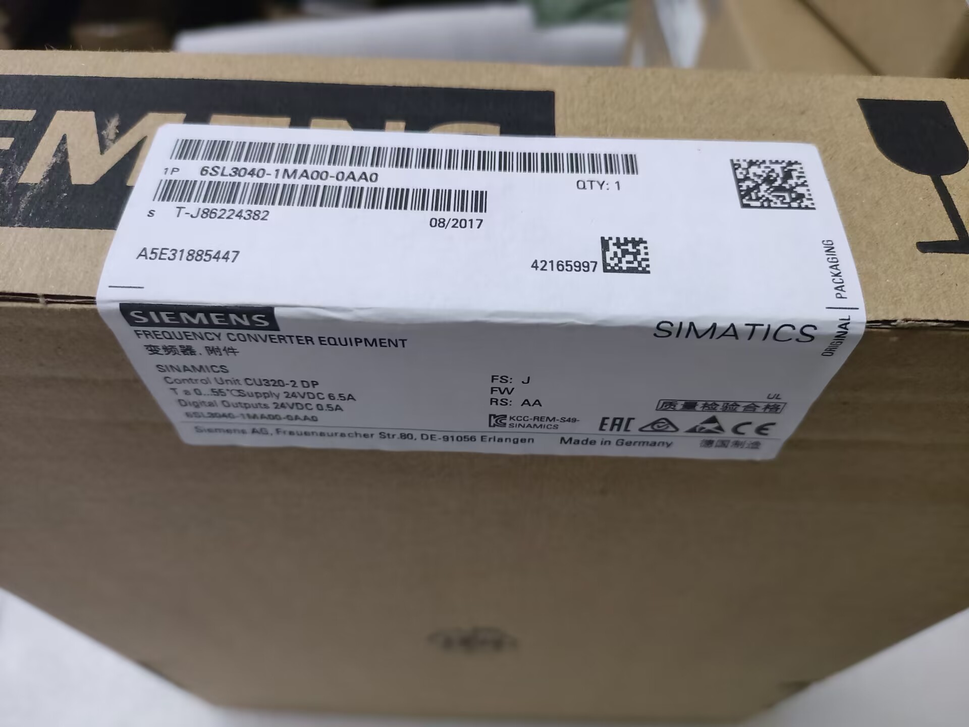 China Siemens 6SL3040-1MA00-0AA0 CU320-2 DP WITH PROFIBUS INTERFACE WITHOUT COMPACT FLASH CARD. factory