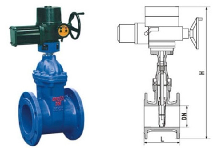 China RVEX electric resilient seated gate power station valve grey cast iron 50 - 400mm factory