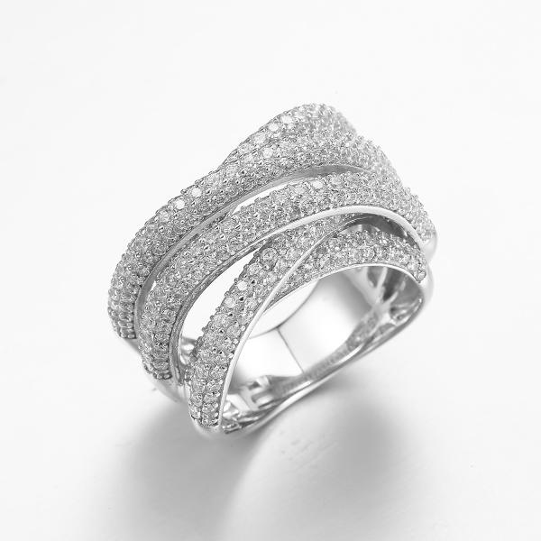 Quality Anniversary Gift 925 Sterling Silver CZ Wraparound Rings Interlocking for sale