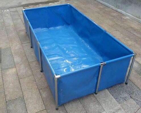 Quality Fireproof 4000L Tarpaulin Fish Tank With Blue Fish Pond Liner Environmental PVC Collapsible Fish Tank for sale