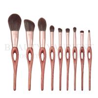 China High End Professional 9pcs Face Makeup Brush Set With Special Bubinga Wooden Handle for sale