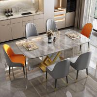 China Marble Stainless Steel Dining Table Chair Sets With Velvet / PU Seat factory