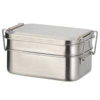 China 304 Stainless Steel Metal Bento Lunch Box With Double Layer And Two Capacity Options factory