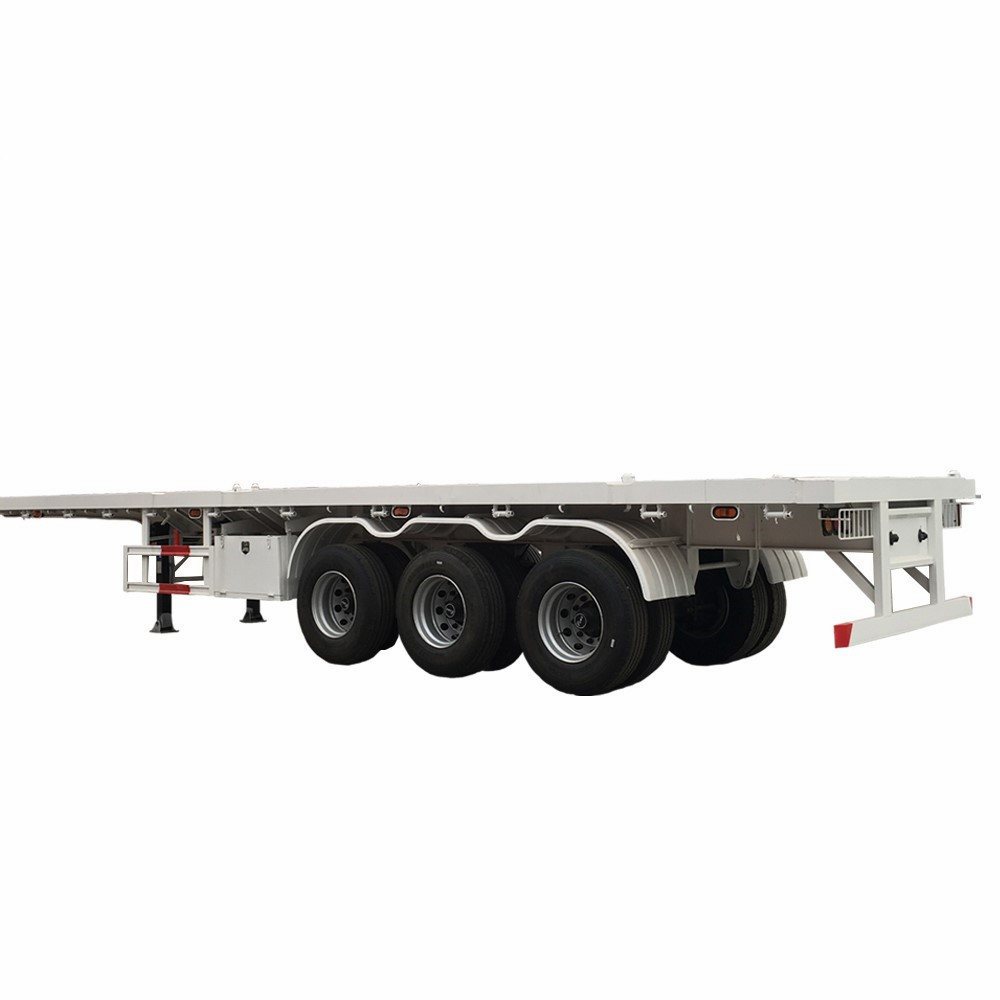 China Steel Material Tri - Axle Low Bed Semi Trailer / Flat Bed Semi Trailer for sale