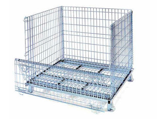China Wire mesh security cage, pallet container, mesh box pallet for industrial storage factory