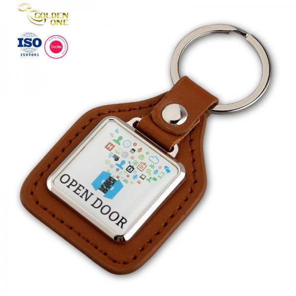 Quality Genuine Leather Key Fob Customized Souvenir Enamel Personalised Keychain for sale