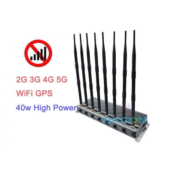Quality High Power 5G Signal Jammer Blocker 40w 2G 3G 4G 8 Antennas 80 Meters Range for sale