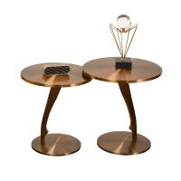 China Class Brushed Brass Stainless Steel Side Table Small Round Table Coffee Table factory