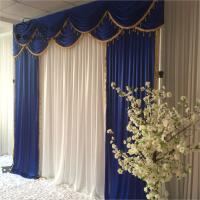 China Hot Sale Gorgeous blue silk cloth drape valance curtains with ivory tassel factory