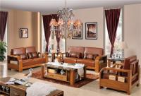 China modern solid wood sofa set with leather cushion factory