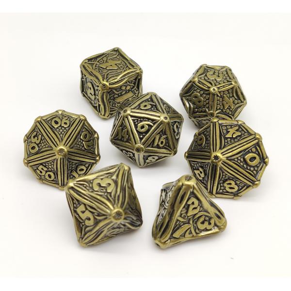 Quality Gold Plated Surface RPG Dice Set Metal Polyhedral For Hammer And Yahtzee for sale