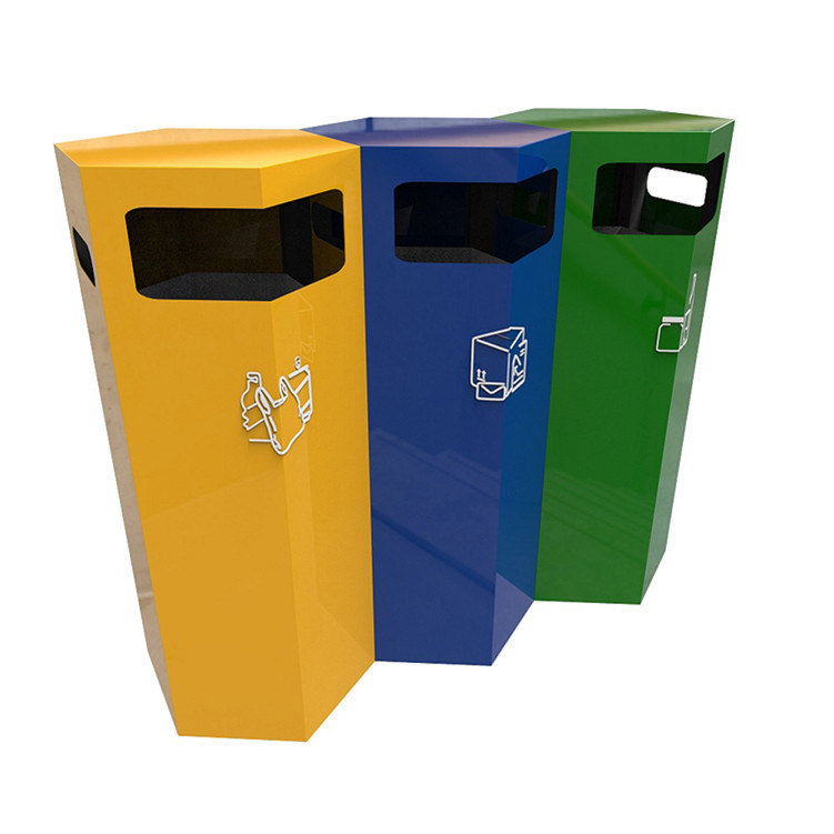 China Haoyida Outdoor Metal Trash Bin Contemporary Modular Recycling Bin Urban Street Park Waste Bin factory