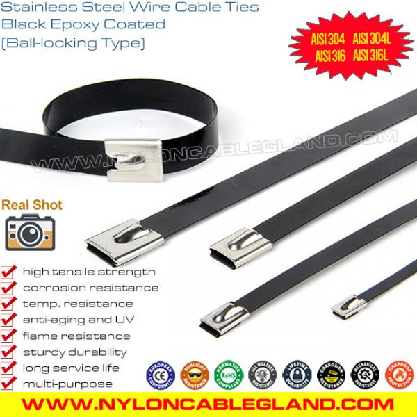 Quality Epoxy Coated Metal Cable Ties, 316L, 316, 304 Polyester Coated Stainless Steel for sale