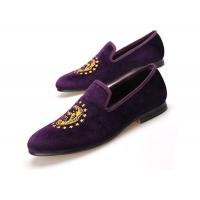 China Handmade Purple Velvet Loafers Mens Stylish Summer Casual Shoes factory