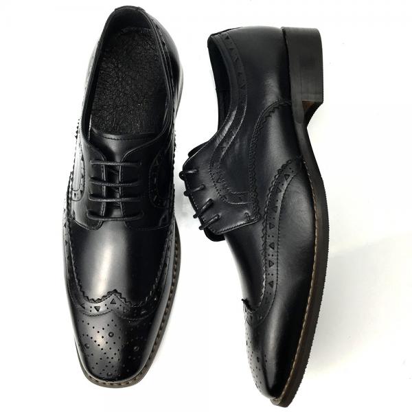 Quality Mens Casual Leather Shoes / Mens Black Oxford Shoes Fashion Italian Style for sale
