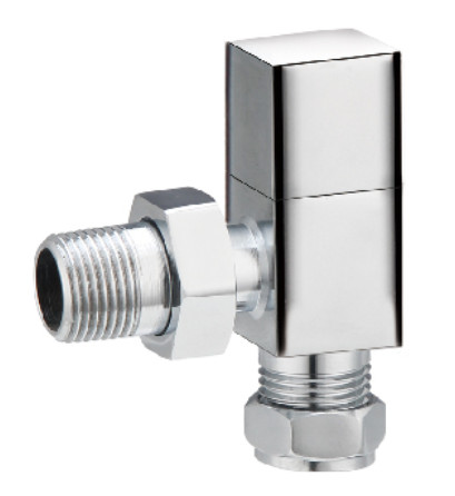 Quality Modern Angled Towel Rail Valves 1/2'' For 15mm Copper Pipe With Square Handle Chrome Plated for sale