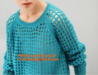 China Crochet,Women Loose Crochet Knitted Blouse Wears O-Neck Hollow Pullover Wool Sweaters Top factory