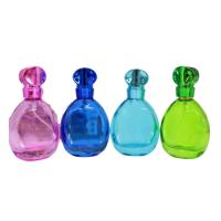 China perfume bottle cheap recycled glass bottles black blue red pink green cap plastic and metal roll frog factory