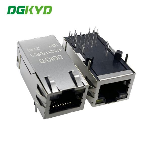 Quality Gigabit Band POE 12 Pin Single Port RJ45 Ethernet Connector LED G/O/Y DGKYD411Q117DF5A1DP for sale