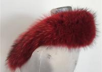 China Red Color Real Raccoon Fur Hood Trim / Overcoat Fur Collar 70*22cm factory