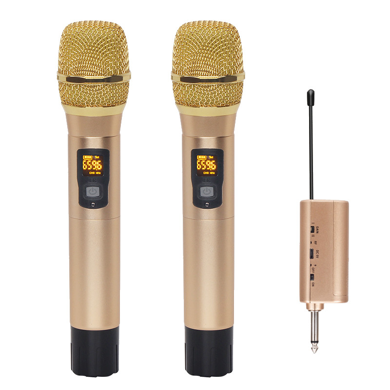 China Dual Couple Studio UHF Wireless Microphone Sets Handheld Karaoke Dynamic Long Range factory