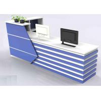 China Wood With Lines Design Front Reception Desk / Office Reception Counter Dust Proof factory