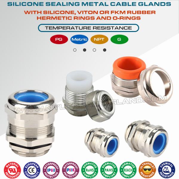 Quality IP68 Waterproof Stainless Steel NPT Electrical Cable Glands with Silicone (Viton, FKM) Sealing Rings for sale