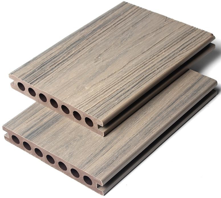 China Grey Natural Wood Grain WPC Decking Board Co Extrusion WPC Decking Floor factory