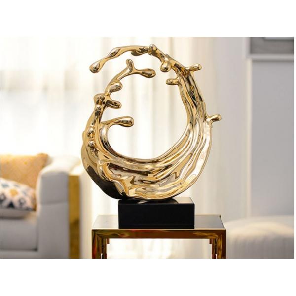 Quality Gold Mirror Resin Art Sculpture Spray Modern Art Metal Sculptures Lobby Decoration for sale