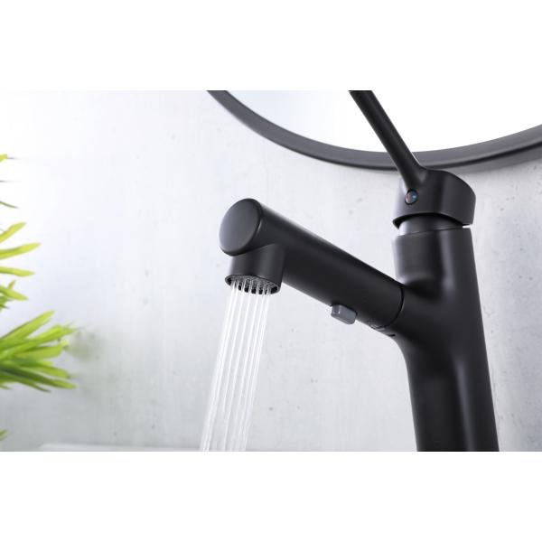 Quality T&F Polished Bathroom Faucet With Pull Down Sprayer Surface Mounted for sale