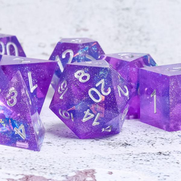 Quality Translucent Purple Resin RPG Dice Practical For Tabletop Gaming for sale