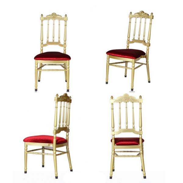 Quality Contemporary Aluminum Gold Chiavari Chairs With Cushions 5cm for sale