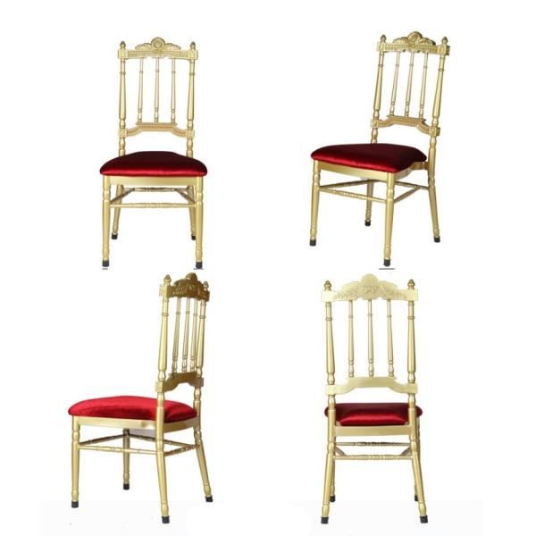 Quality Contemporary Aluminum Gold Chiavari Chairs With Cushions 5cm for sale