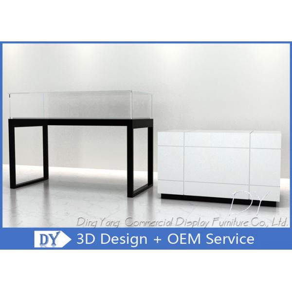 Quality Glossy White Glass Jewelry Counter Display / Jewelry Showcases for sale