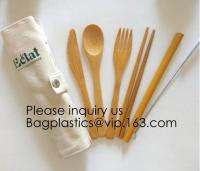 China Eco friendly 5 Pieces Fork Knife Spoon Bamboo Disposable Cutlery Set Reusable Bamboo Cutlery Travel Set Bagease pack factory