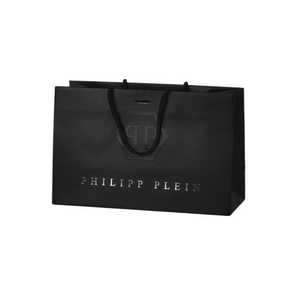 Quality Black Custom Printed Kraft Shopping Bags With UV Coating Silver Stamping for sale